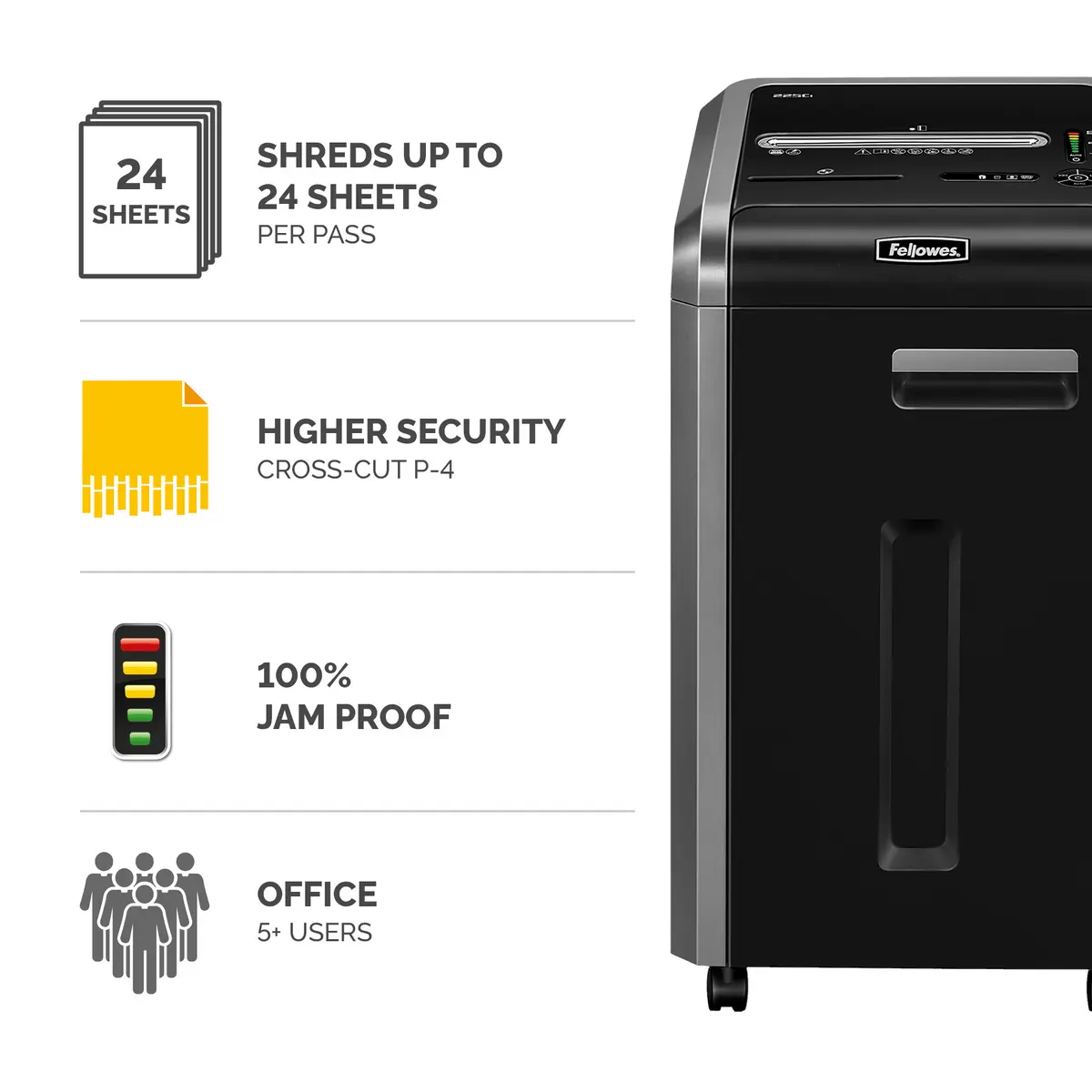 Fellowes 225Ci Cross Cut Paper Shredder Photo 3