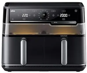 Braun TD 5053I BK Аэрофритюрница Двойная 10 л 2850 Вт Черный Поворотное управление Встроенный дисплей Съемная чаша