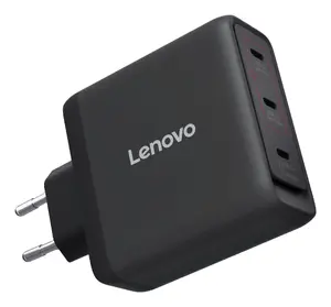Lenovo G0A6100BEU Universal AC Indoor Mobile Device Charger with 100W GaN Fast Charging and 3 USB Type-C Ports in Black
