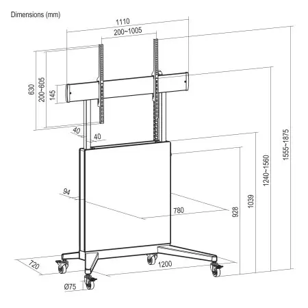 MANHATTAN Trolley Mount Stand for TV and Monitors Photo 7