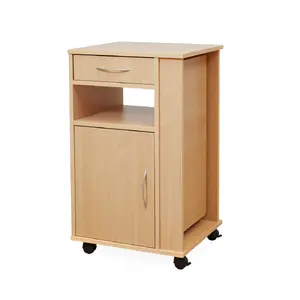Kid-man HERMAN Bedside Cabinet with Folding Overbed Table, Reversible Drawer, Internal Shelf, and 5 cm Rubberised Castors