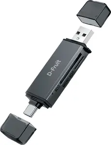 D-Fruit DF188 USB-C un USB-A atmiņas karšu lasītājs SD un microSD kartēm ar līdz pat 5 Gbps datu pārraides ātrumu