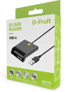 D-Fruit DF172 Viedkaršu lasītājs USB-A melns ID bankas un SIM kartēm ISO 7816