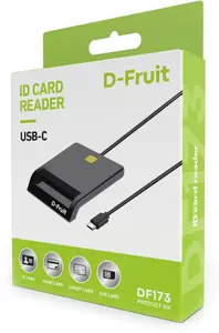 Viedkaršu lasītājs D-Fruit DF173 USB-C melns ID, bankas un SIM kartēm ar LED indikatoru un ISO 7816 atbalstu