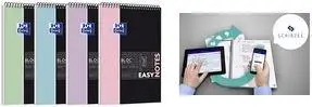 Oxford EASYNOTES Пастельный спиральный блокнот A4+ в клетку Seyes 80 листов 4 отверстия 90 г/м² бумага Optik
