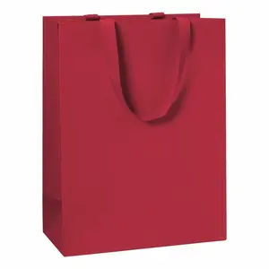 Tumši sarkans papīra maisiņš PaperSeal, 23 x 13 x 30 cm