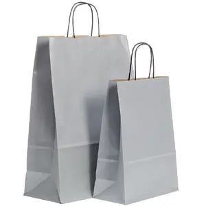 PaperSeal TWIST sudraba papīra maisiņš ar lokaniem rokturiem 24x11x31 cm