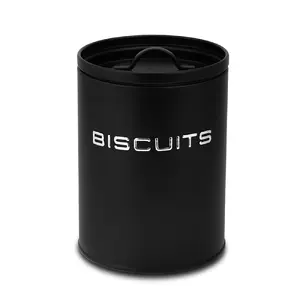 NAVA NOIR Metal Food Storage Canister for Sweets with Airtight Lid and Handle Matt Black