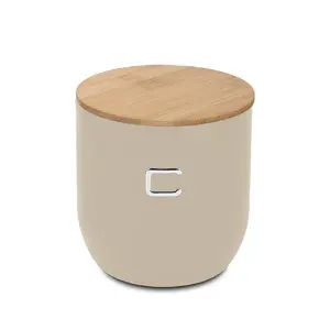 Coffee Storage Container Nava Harmony Metal and Bamboo Cream 12x12 cm with Silicone Seal