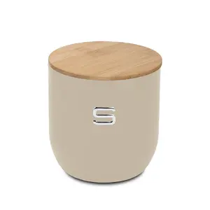 NAVA Harmony Sugar Storage Container D12/H12 cm Cream Metal and Bamboo with Silicone Seal