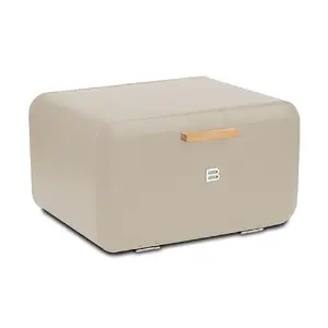Nava Harmony Metal Bread Box with Silicone Seal Lid and Cream Finish