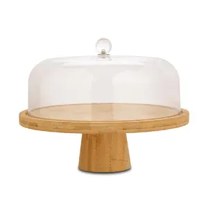 Cake Stand with Lid Nava Terrestrial Bamboo Plastic 28 cm