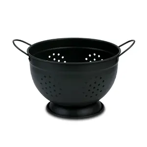 NAVA Misty Metal Colander 26 cm Black with Stand and Handles