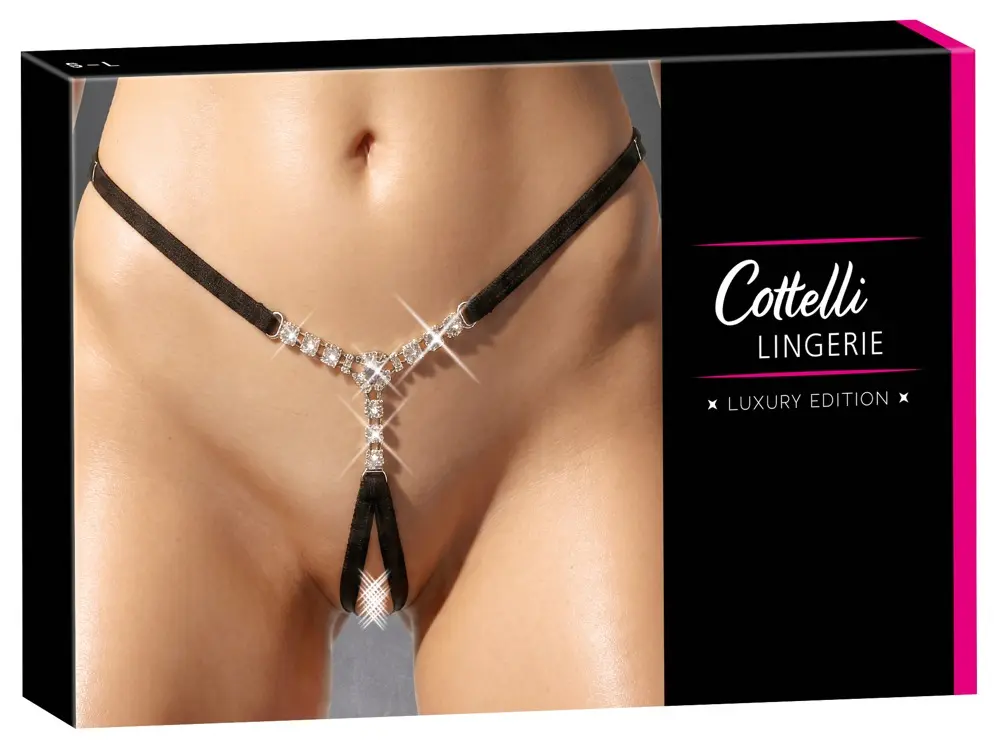 Cottelli Collection String Rhinestones S-L melni