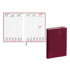 Balts EKO Prestige soft A5 weekly planner for 2027 in burgundy, made of imitation leather