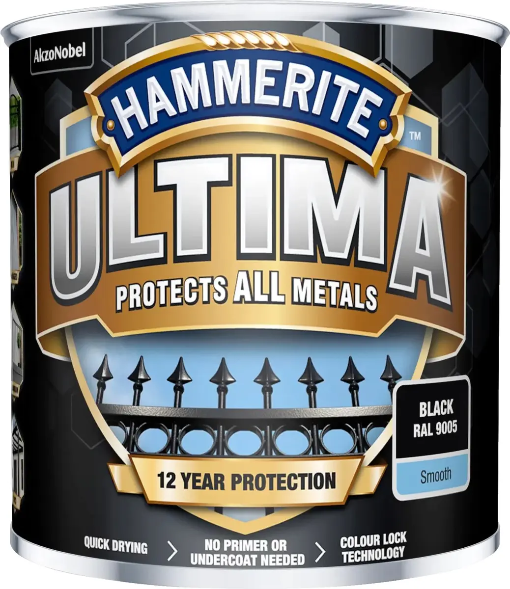 Metāla krāsa Hammerite Ultima - Melna