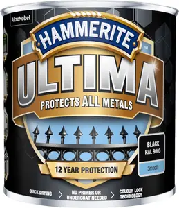 Краска по металлу Hammerite Ultima - Чёрная RAL 9005 250 мл