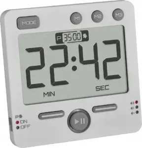 TFA Digitālais modinātājs Balts 38.2049.02 ar LED displeju un kvadrātveida formu