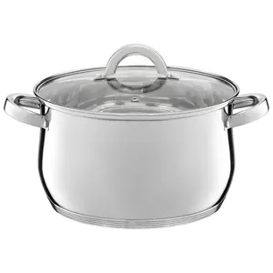 Ambition Berry 24cm 6.1L Stainless Steel Casserole Pot with Glass Lid and Induction Safe 5-Layer Encapsulated Bottom