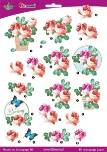 Titanum 3D Decoupage Paper Sheet Roses Flowers