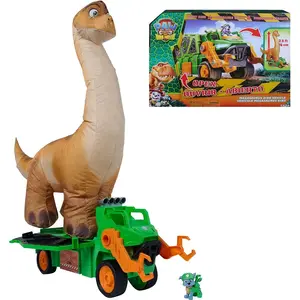 PAW Patrol Megasaurus Dino Vehicle with 2.5 Ft Inflatable Dinosaur Toy and Rocky Action Figure for Children Ages 3 and Older