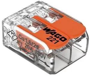 Wago 221-412 2-проводной соединитель проводов Cage Clamp 450В оранжевый прозрачный
