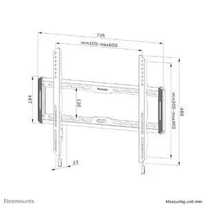 NewStar WL30-550BL16 Ultra-Flat Wall TV Mount for 42-86 Inch Screens up to 60 kg with VESA 600x400 mm