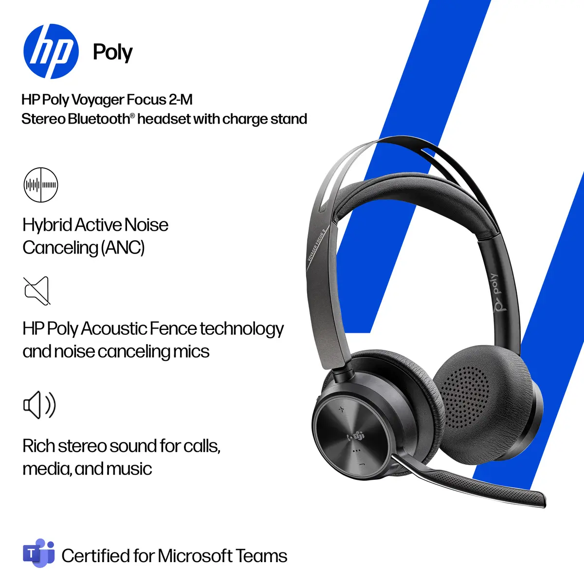 HP POLY Voyager Focus 2-M USB-C austiņas Photo 6