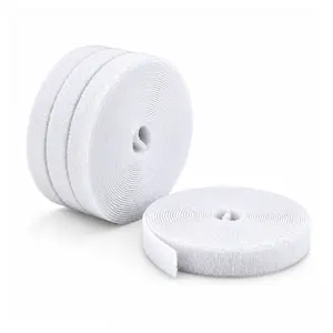 StarTech 4-pack Hook and Loop Cable Tie Roll White Cut-to-Size Reusable Fastener Tape Adjustable Fabric Wraps