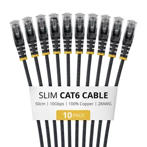 StarTech.com Комплект из 10 сетевых патч-кордов Slim CAT6 0.5 м Черный UTP LSZH 28AWG 100W PoE RJ-45
