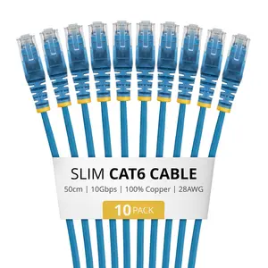 StarTech 50cm Blue Slim CAT6 Сетевой патч-корд 10 шт Snagless UTP LSZH 28AWG 100W PoE RJ45