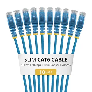 StarTech 1m Blue Slim CAT6 Network Patch Cable 10 Pack Snagless 100W PoE UTP LSZH 28AWG RJ45
