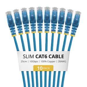 Сетевой патч-корд StarTech.com 25cm Blue Slim CAT6 10 шт. Snagless UTP LSZH 28AWG RJ45 10 Гбит/с