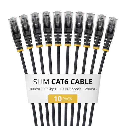 StarTech N6PAT100CMBKS10PK 1m Melns Plāns CAT6