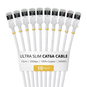 StarTech.com 15см Белый ультратонкий кабель Ethernet Cat6A 10 шт. Без защелок FTP Медный провод 34AWG Сетевой патч-корд RJ45