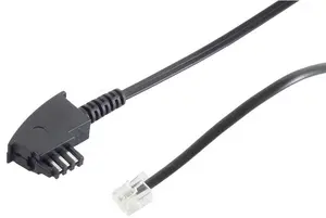 S-Impuls telefona kabelis 70096-KOMSA 6 m melns TAE-F vīrietis pret RJ-11 vīrietis