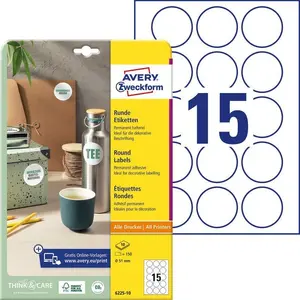 Avery Zweckform Round Paper Labels A4 10 Sheets 51 mm Permanent Adhesive