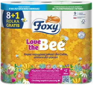 Foxy Love The Bee Tualetes papīrs 2-slāņu 8+1 ruļļi