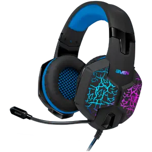 SVEN AP-U980MV Gaming Headset with Microphone 7.1 Surround Sound USB Wired Over-Ear Black and Blue 50 mm Drivers LED Backlight