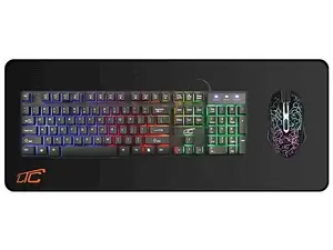 Lamex LXKM203 3in1 Gaming Computer Set with Optical Mouse up to 2400 DPI, RGB Membrane Keyboard with Anti-Ghosting, and Desk Pad