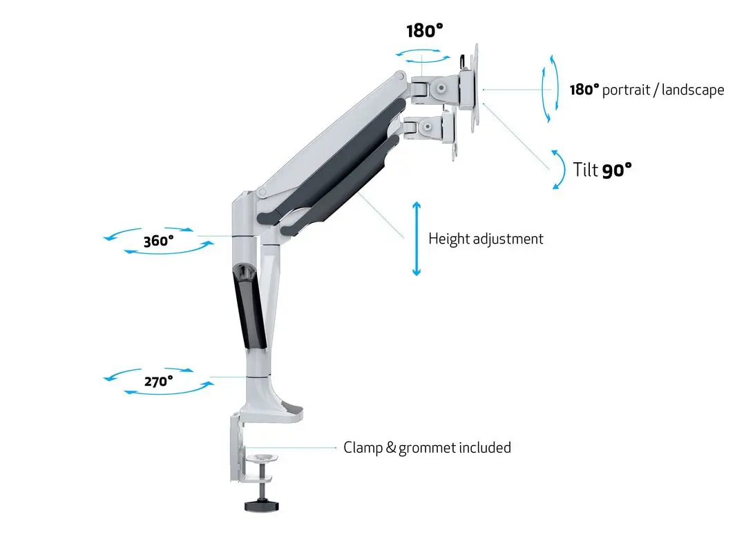 MULTIBRACKETS M Deskmount Gas Spring Dual White Desk Mount Photo 19