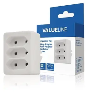 Valueline VLES300C001WH Tee Adapter 220V EU with 3 Euro Sockets and Schuko Plug White