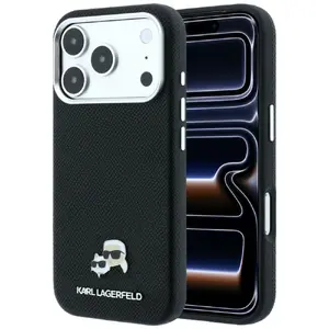 Karl Lagerfeld Grained Heads Metal MagSafe Vāciņš priekš iPhone 17 Pro / 18 Pro - Melns