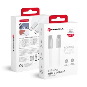 FORCELL F-Energy CBN1 USB-C uz USB-C Kabelis Quick Charge 4.0 Power Delivery 5A 240W 2 m Balts