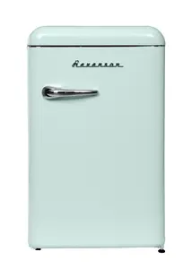 Freestanding Retro Fridge And Freezer Ravanson LKK-120RM Mint Color Energy Class E 106 L Fridge And 12 L Freezer Capacity Tempered Glass Shelves