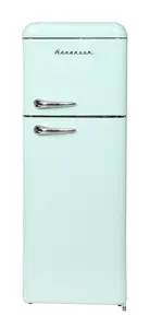 Freestanding Retro Fridge And Freezer Ravanson LKK-210RM Mint With 160L Fridge Capacity 48L Freezer Capacity Tempered Glass Shelves And Energy Class E