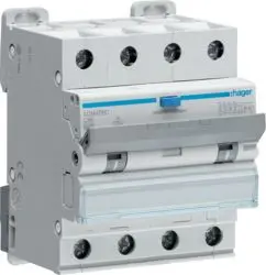Hager ADM466C RCBO 4-pole C 16A 30mA Type A 6kA 230-400V residual current circuit breaker