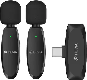 Devia Lite 1 USB-C bezvadu lavalier mikrofons 2-in-1 melns