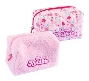 Nice Beauty Routine makeup compact case in pink with a patterned design for women