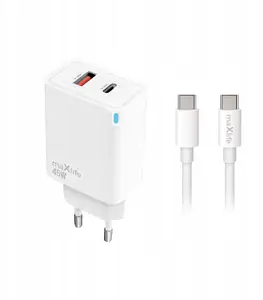 Сетевое зарядное устройство Maxlife PowerNeed MXTC-09-45AC USB-C USB 45W Белое с кабелем USB-C 2.0м 60W